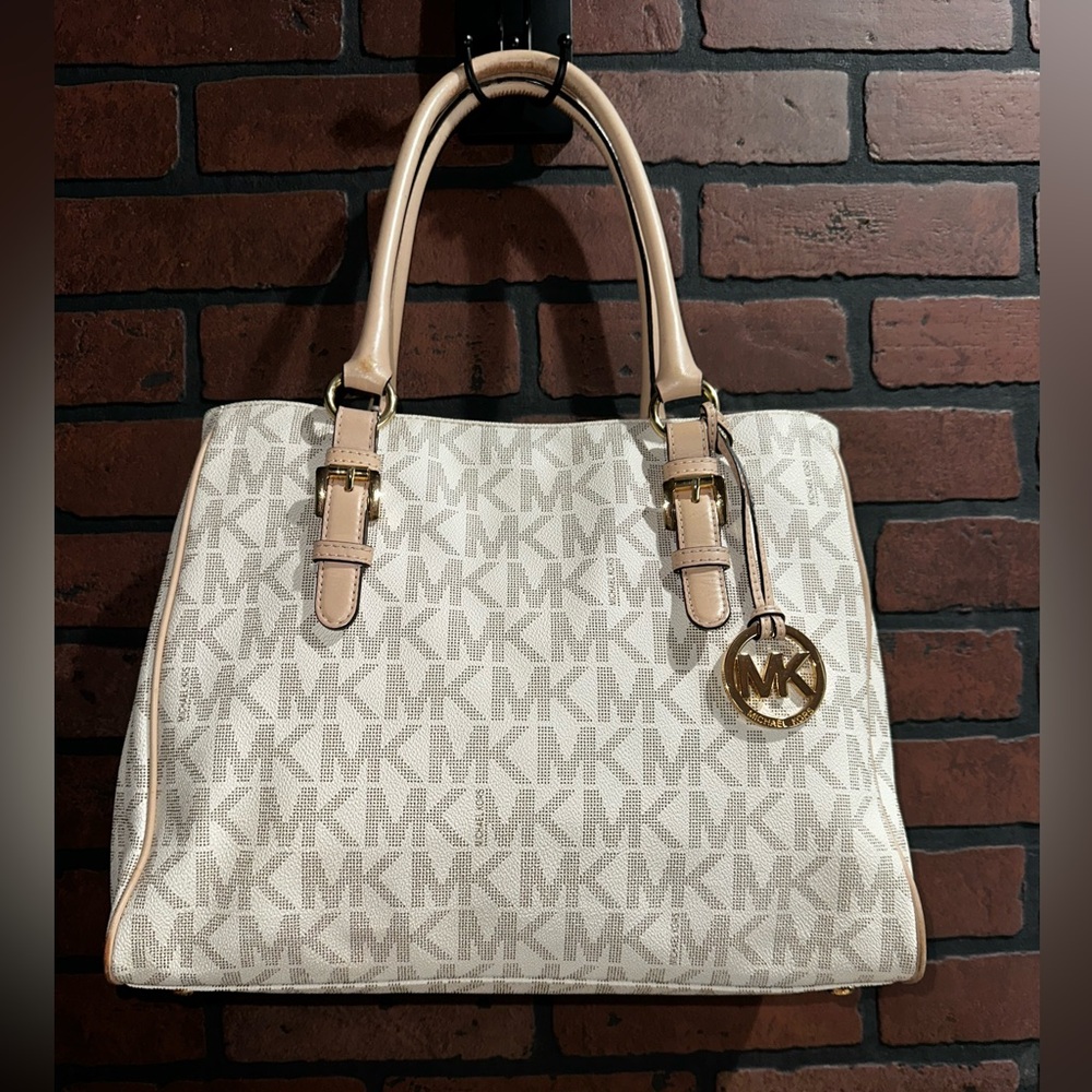 Michael Kors Cream and Tan Logo Tote